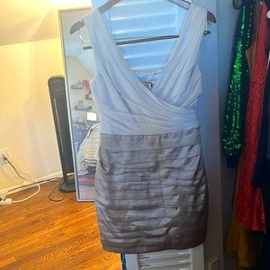 Express - pleated tan and gold mini dress- size 4